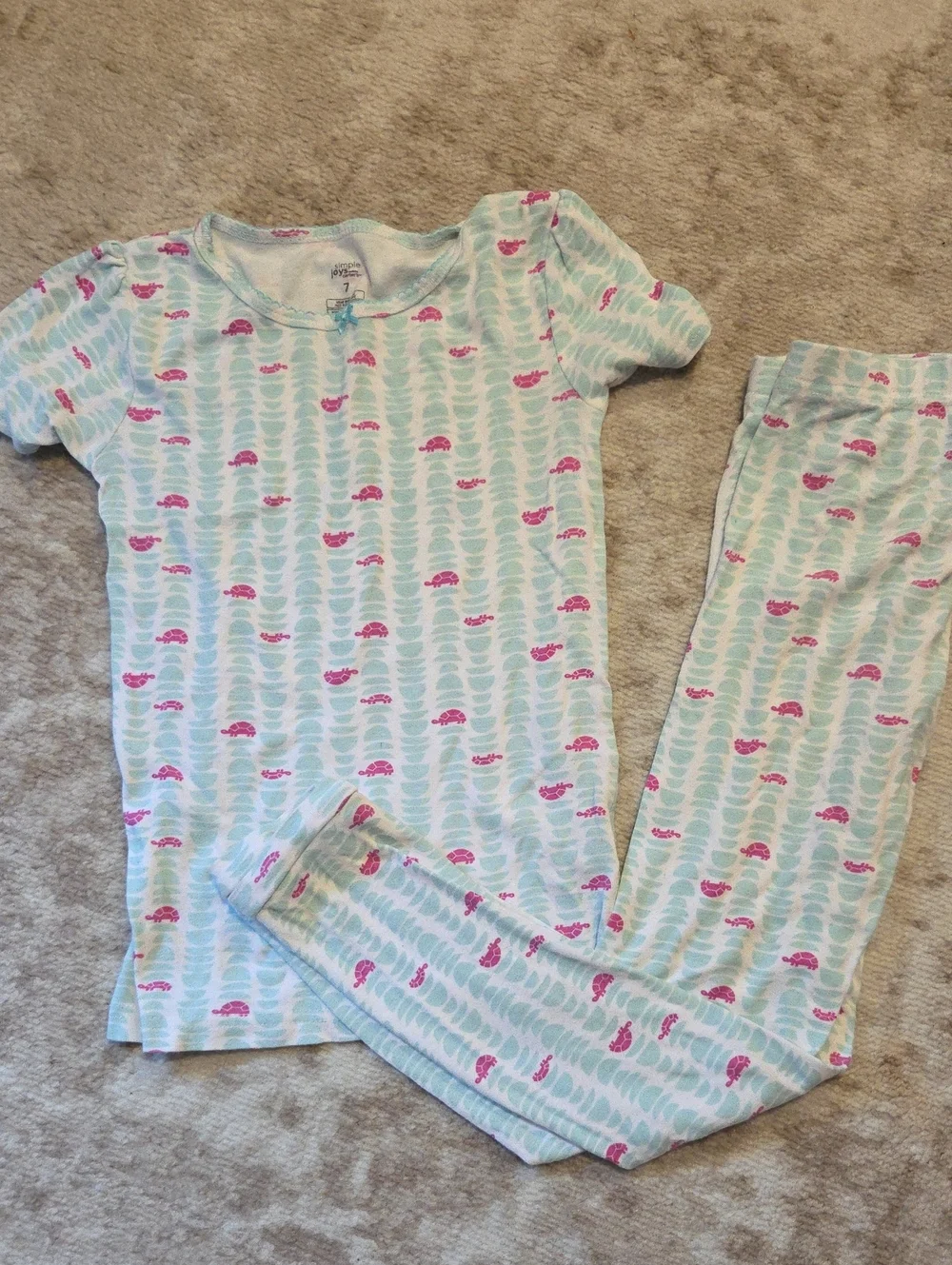 Carters Light Blue and Pink Turtle Pajama Set - Kids Pajamas
